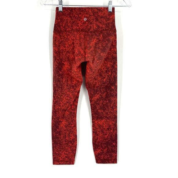 Lululemon Wunder Train High Rise Tight 23" Denim Wash Print Autumn Red Black 4 - Picture 2 of 10